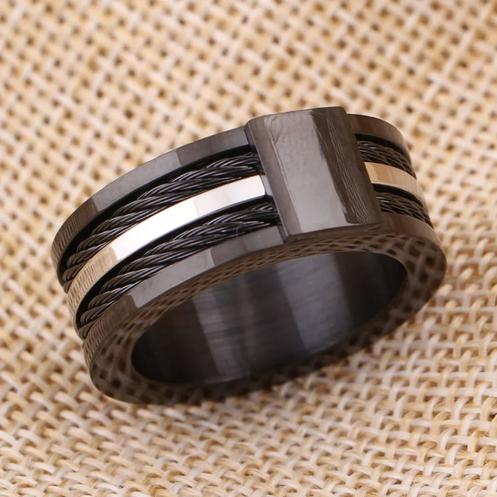 Black Male Unique Ring Wedding Band.