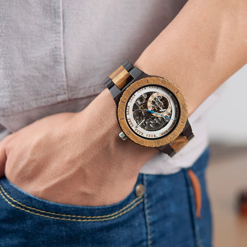 Personalized Watch Men BOBO BIRD Wood Automatic .