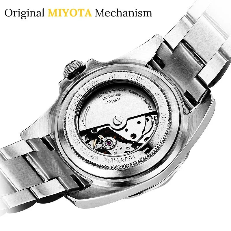 Diving Mens Watches Top Luxury Brand LOREO New Stainless Steel.