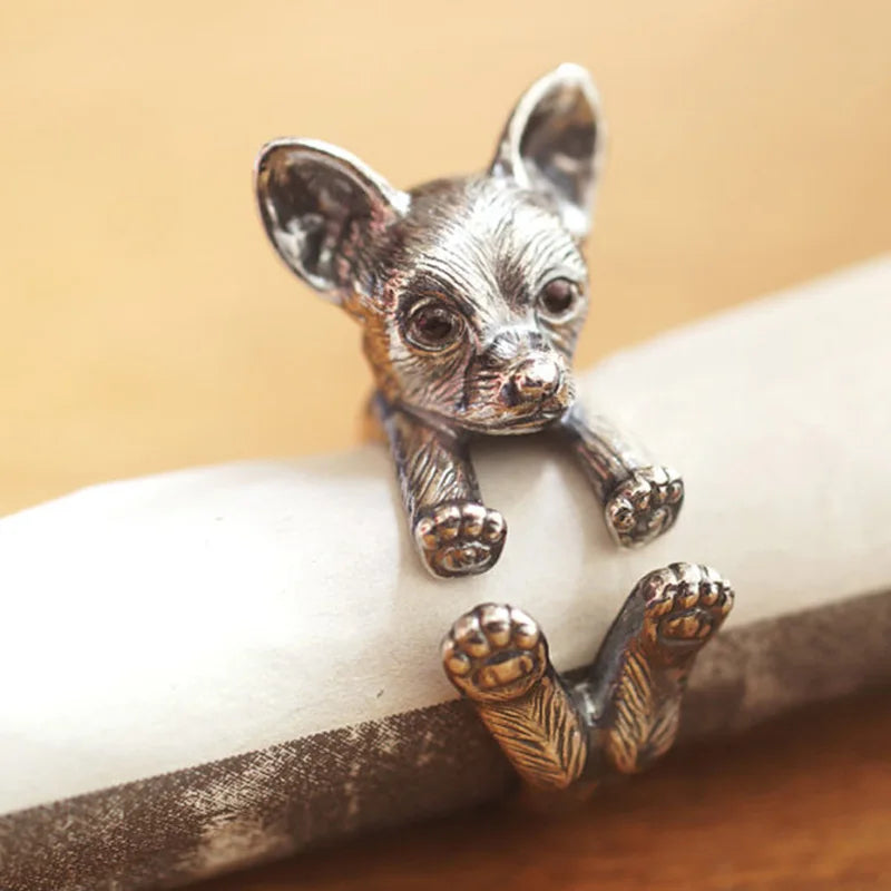 Vintage Adjustable Chihuahua Wrap Ring