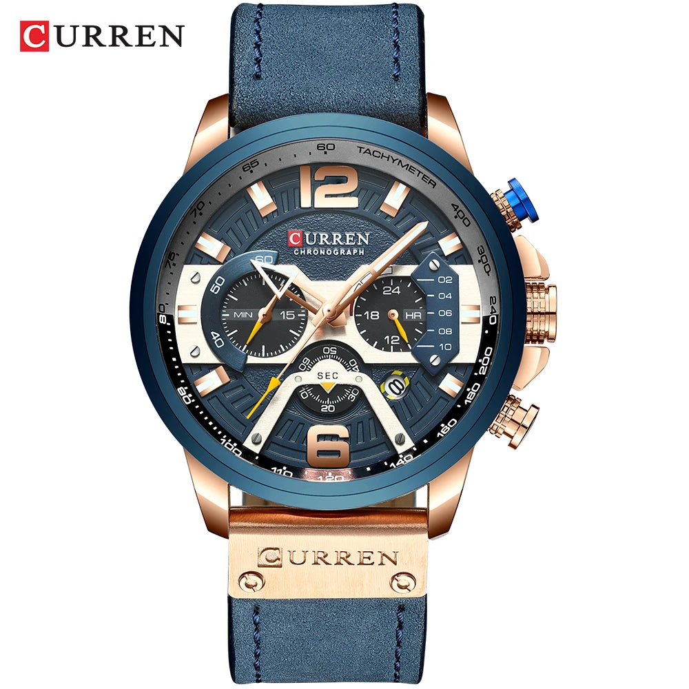 Luxury CURREN men's sport watch, waterproof, stylish.