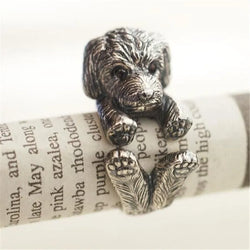 Handmade adjustable Poodle Ring cute dog.