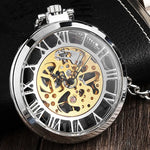 Retro Silver Transparent Mechanical Pocket Watch.