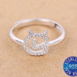 women rings silver 925 ring cat fashion jewelry.