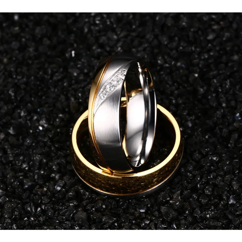 Rings For Women Man Wedding Gold Color.