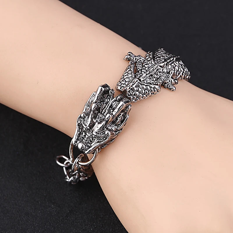 ZOSHI High Quality Dragon Vintage Punk Bracelet For Men Stainless Steel Fashion Jewelry Hippop Street Culture BraceLets Bangles