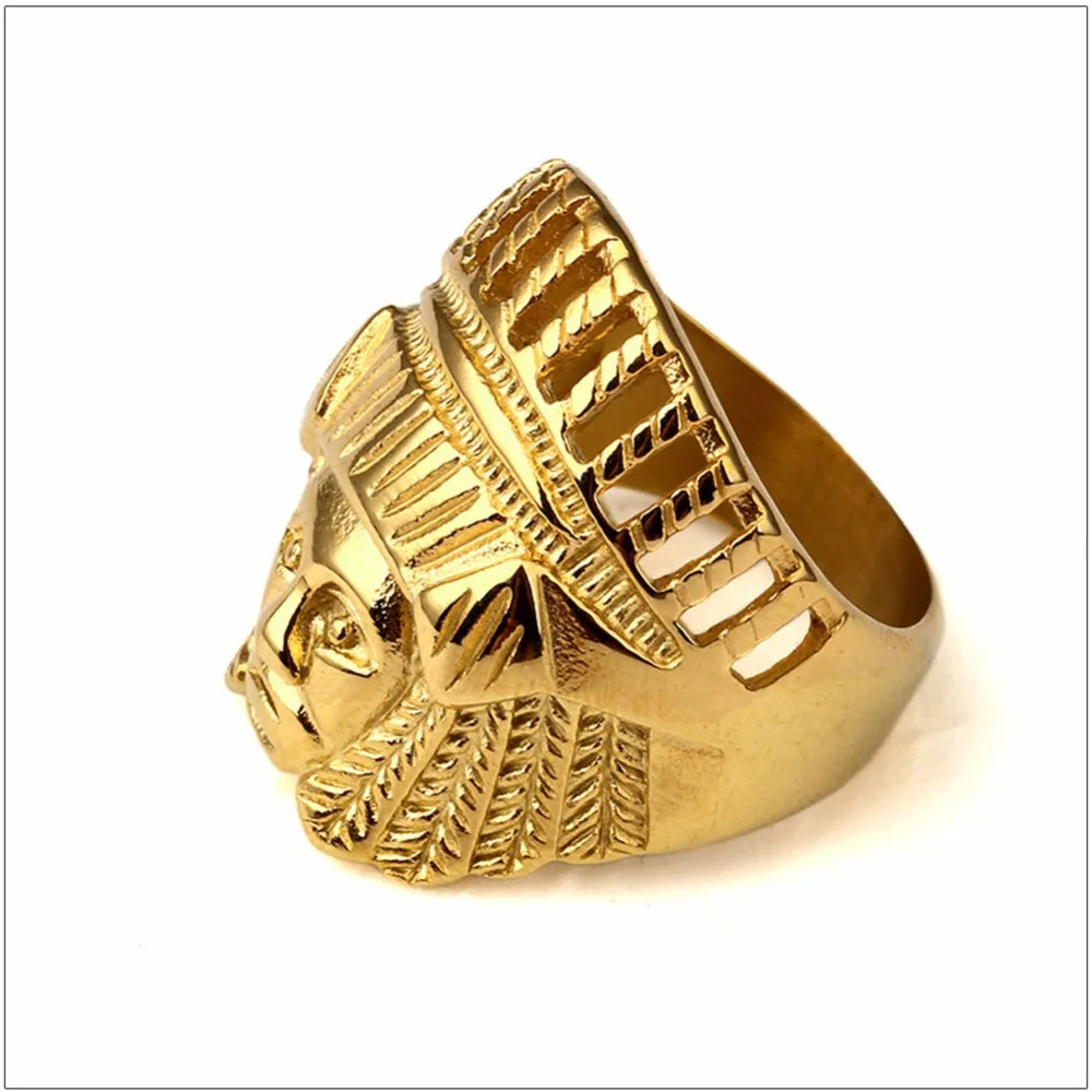 New Retro Tibetan Fashion Jewelry Gold Color Egyptian Pharaoh Ring Egypt King Tut Egyptian Pharaoh