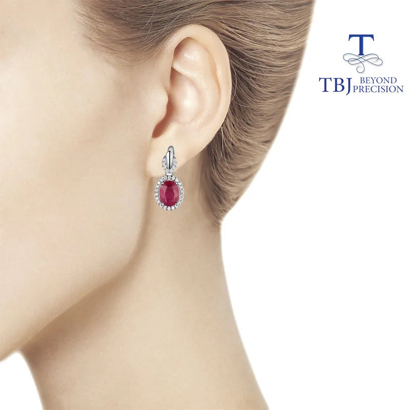 TBJ,Classic design africa ruby clasp earring natural precious gemstone 925 sterling silver jewelry for women lady nice gift