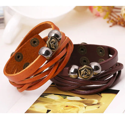 Romantic Rose Flower Charm Bracelet For Woman Leather 2 Layers Handmade Woven Wrist Bracelets Women Jewelry Fashion Free Ship