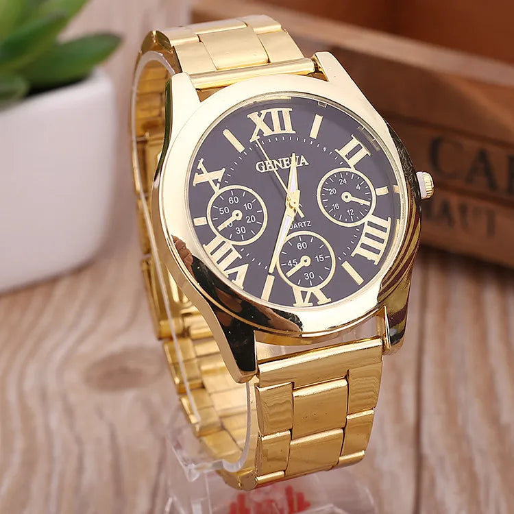 Elegant gold chronograph watch with precision.