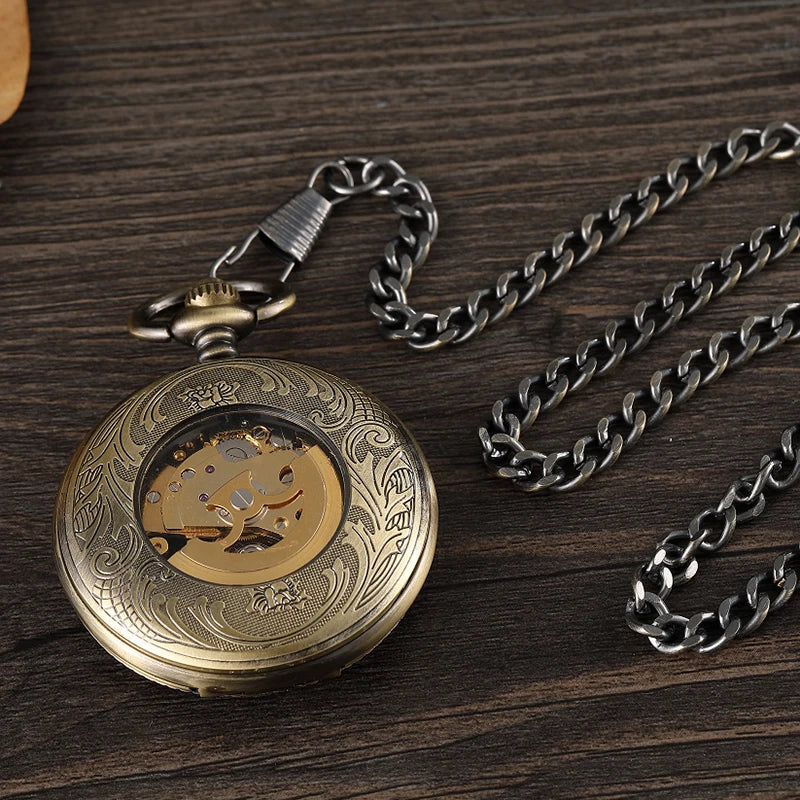 Luxury Bronze Vintage Mechanical Watch Necklace