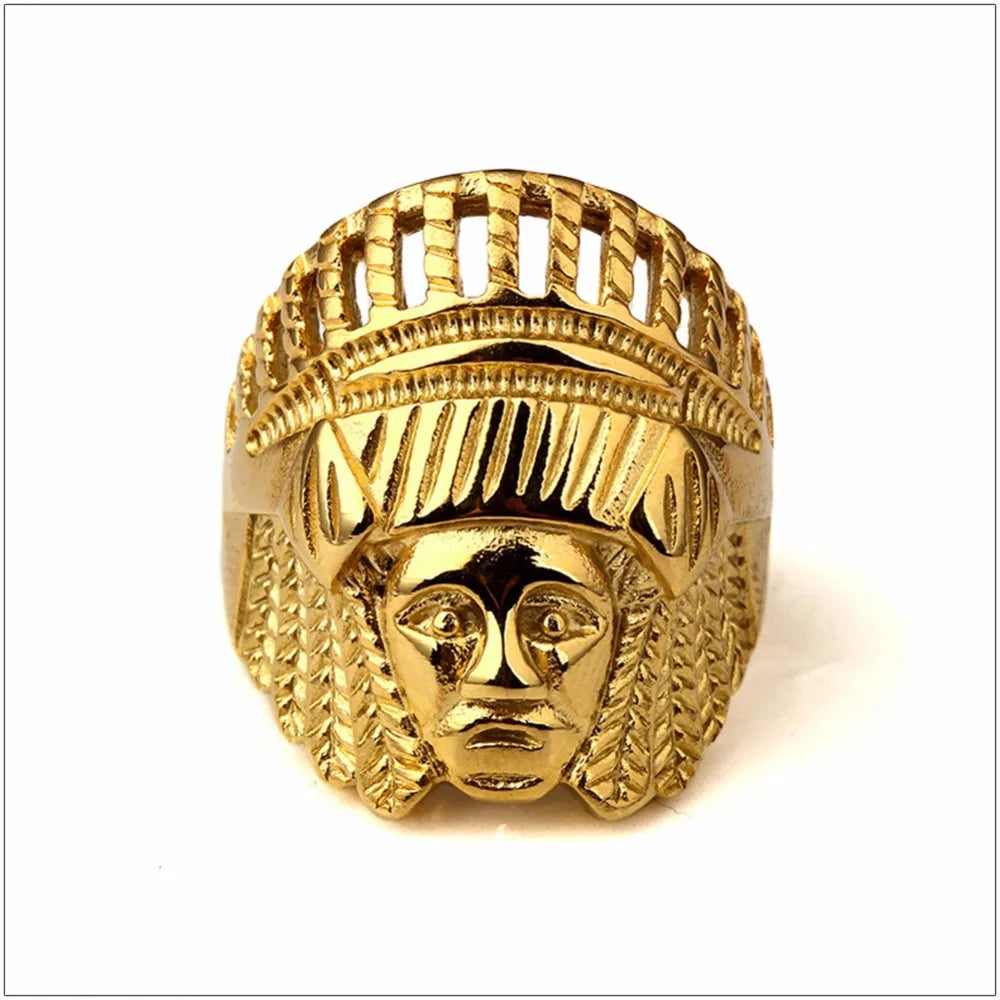 New Retro Tibetan Fashion Jewelry Gold Color Egyptian Pharaoh Ring Egypt King Tut Egyptian Pharaoh