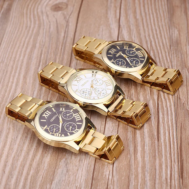 Elegant gold chronograph watch with precision.