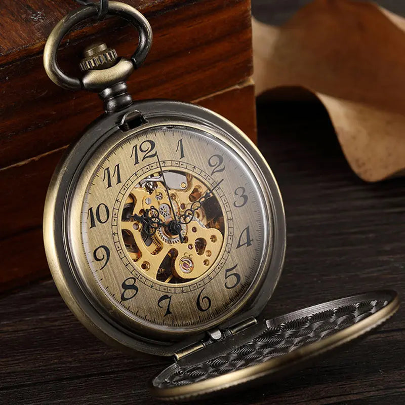 Luxury Bronze Vintage Mechanical Watch Necklace