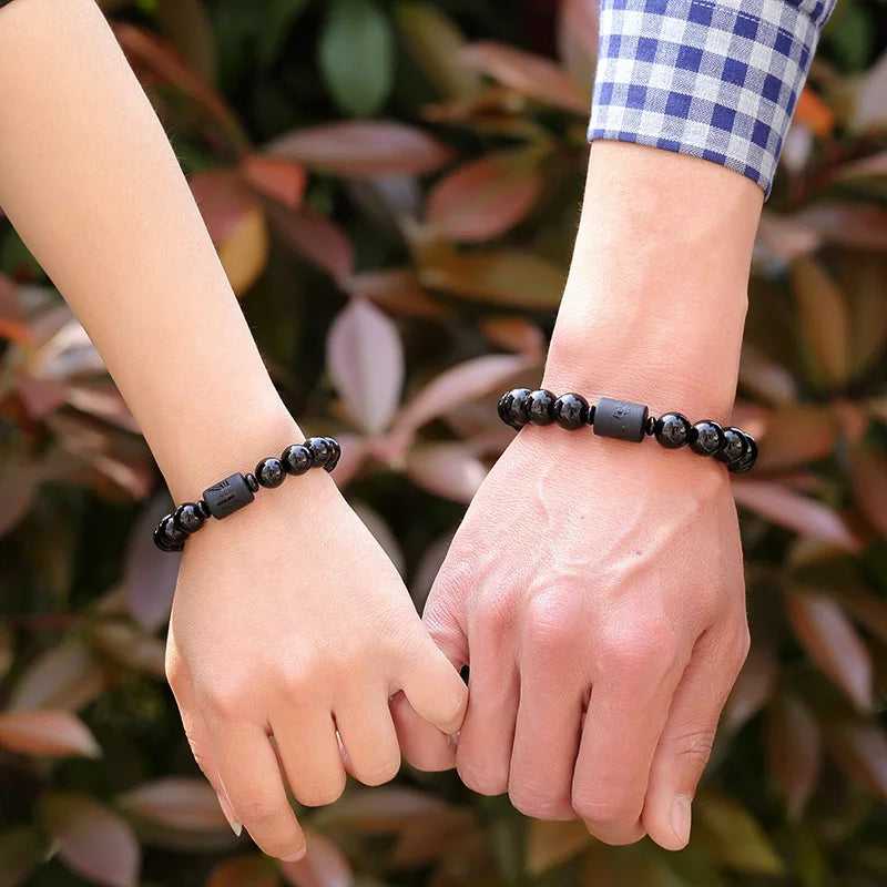 Dragon Phoenix bracelet, Obsidian beads, Buddha charm, Lucky amulet bracelet, Couple bracelet, Men&