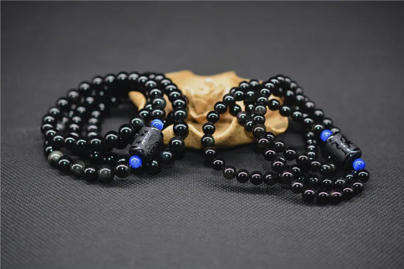 Dragon Phoenix Bracelet Black Obsidian Stone Bead Bracelet For Women Men Transport Lucky Jade Jewelry