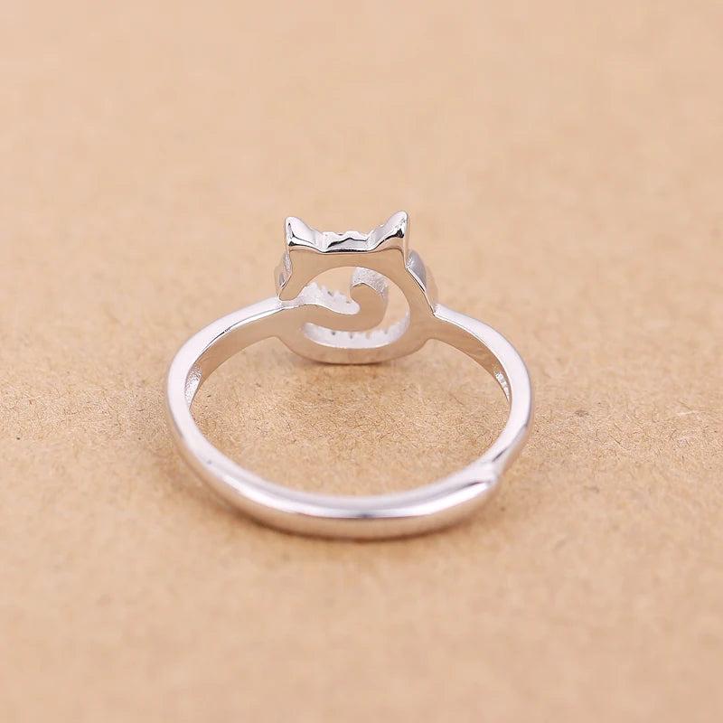 women rings silver 925 ring cat fashion jewelry.