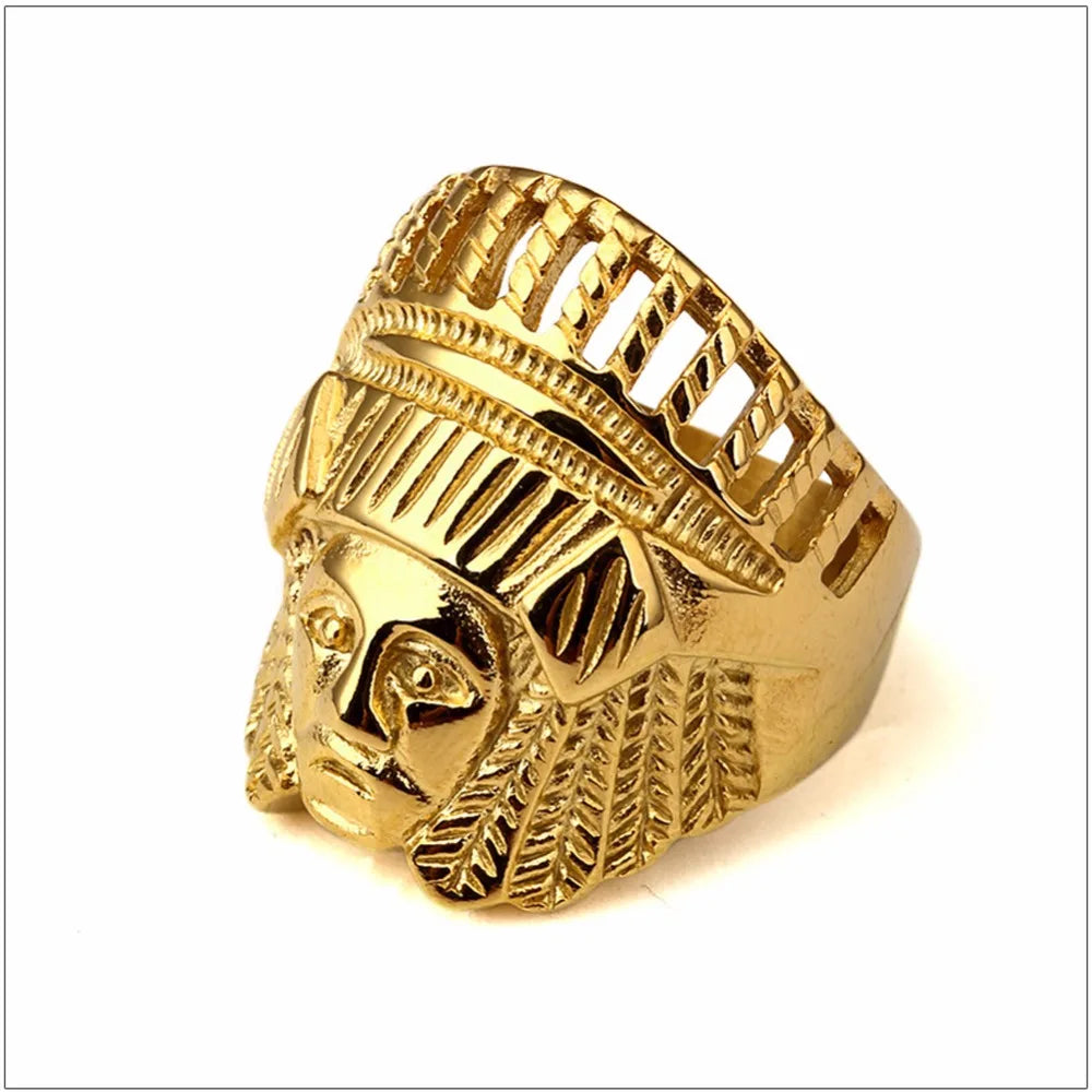 New Retro Tibetan Fashion Jewelry Gold Color Egyptian Pharaoh Ring Egypt King Tut Egyptian Pharaoh