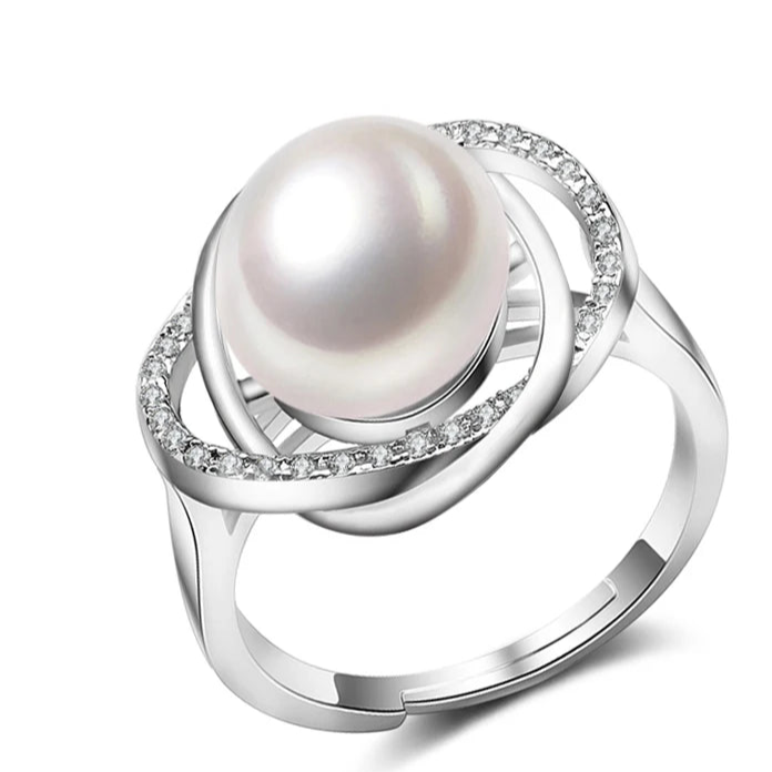 Real Freshwater Pearl Rings Women,White Black .