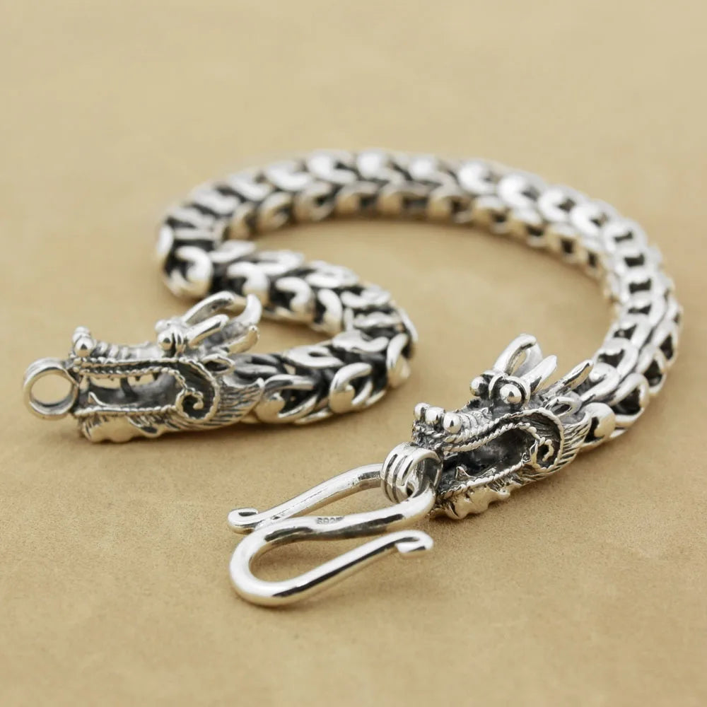 Silver Handmade Dragon Chain Mens Rock.