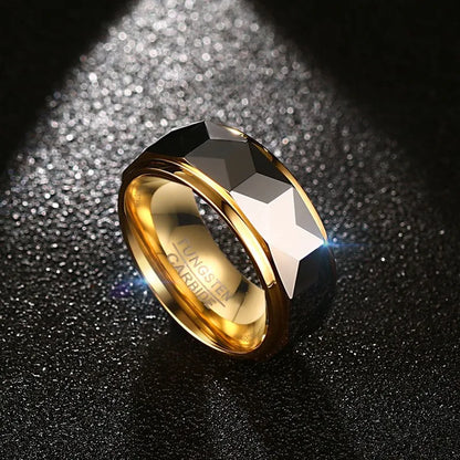 Tungsten Men Ring Wedding Male Jewelry Gold Color.