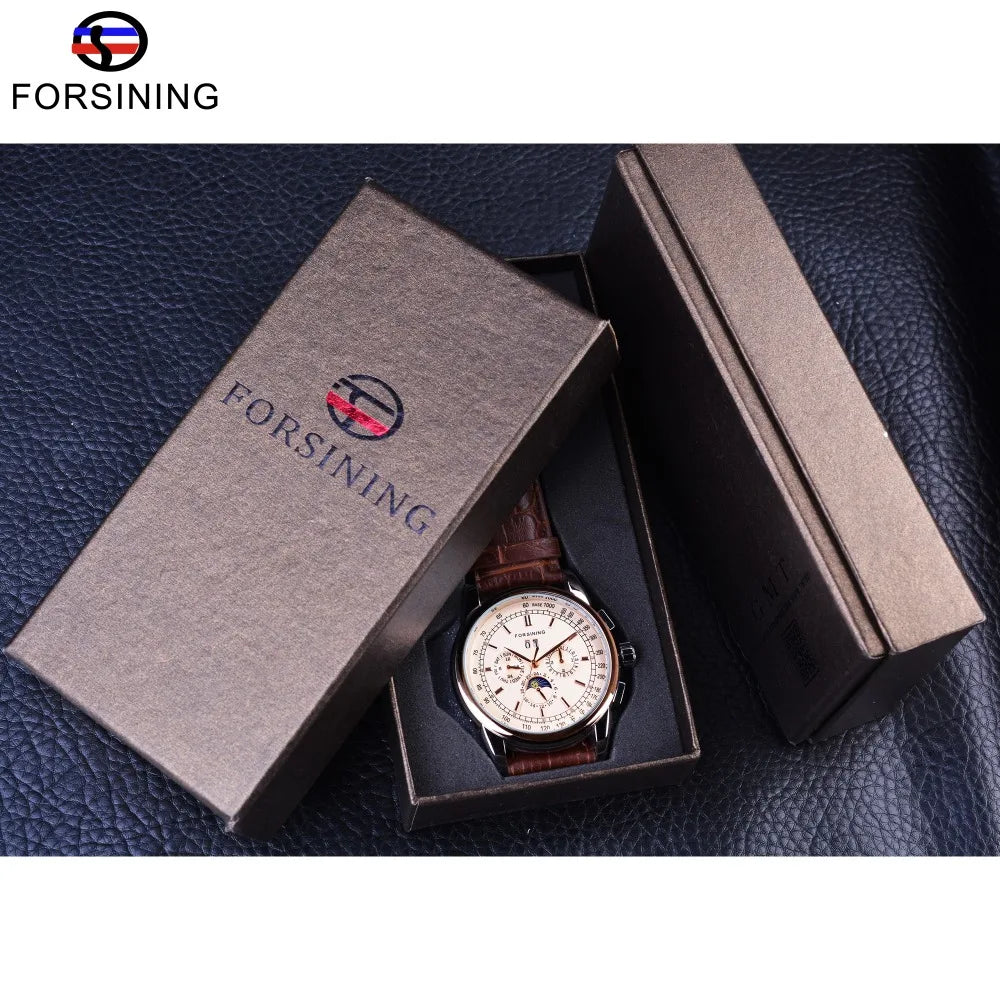 Forsining Moon Phase Shanghai Movement Rose Gold.