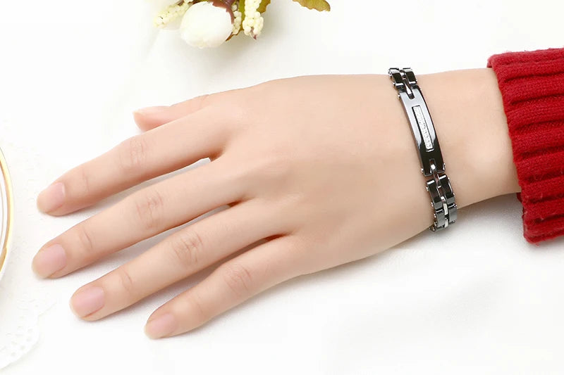 8MM Width New Ceramic Bracelets With Bling Rhinestone Good Quality Black White Ceramic Women Bracelet With Watch Chain For Women