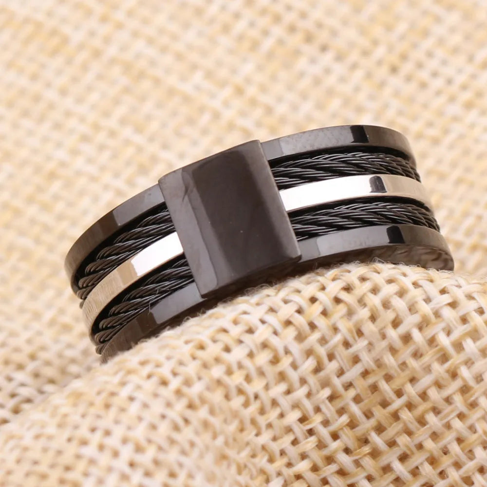 Black Male Unique Ring Wedding Band.