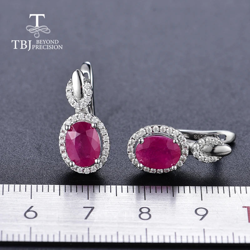 TBJ,Classic design africa ruby clasp earring natural precious gemstone 925 sterling silver jewelry for women lady nice gift