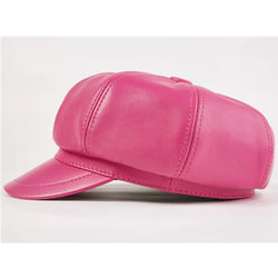 Women's Sheepskin Leather Newsboy Caps