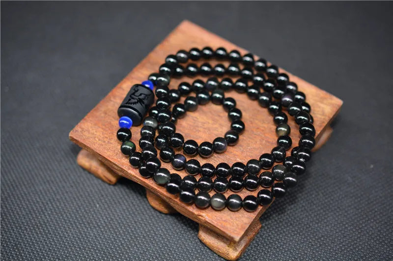 Dragon Phoenix Bracelet Black Obsidian Stone Bead Bracelet For Women Men Transport Lucky Jade Jewelry