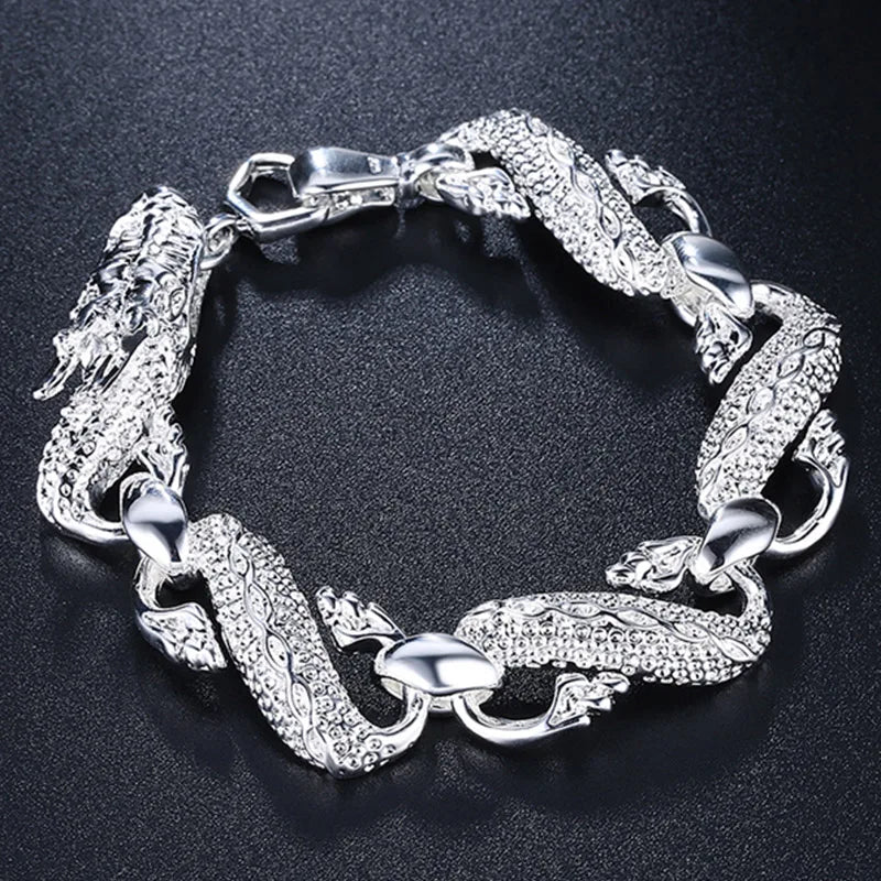 Silver White Dragon Bracelets&amp;Bangles For unisex.