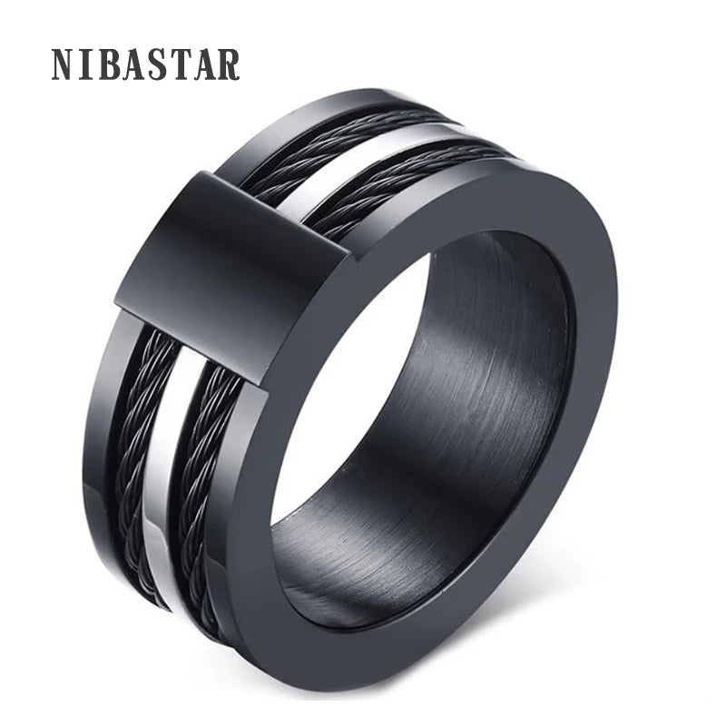 Black Male Unique Ring Wedding Band.