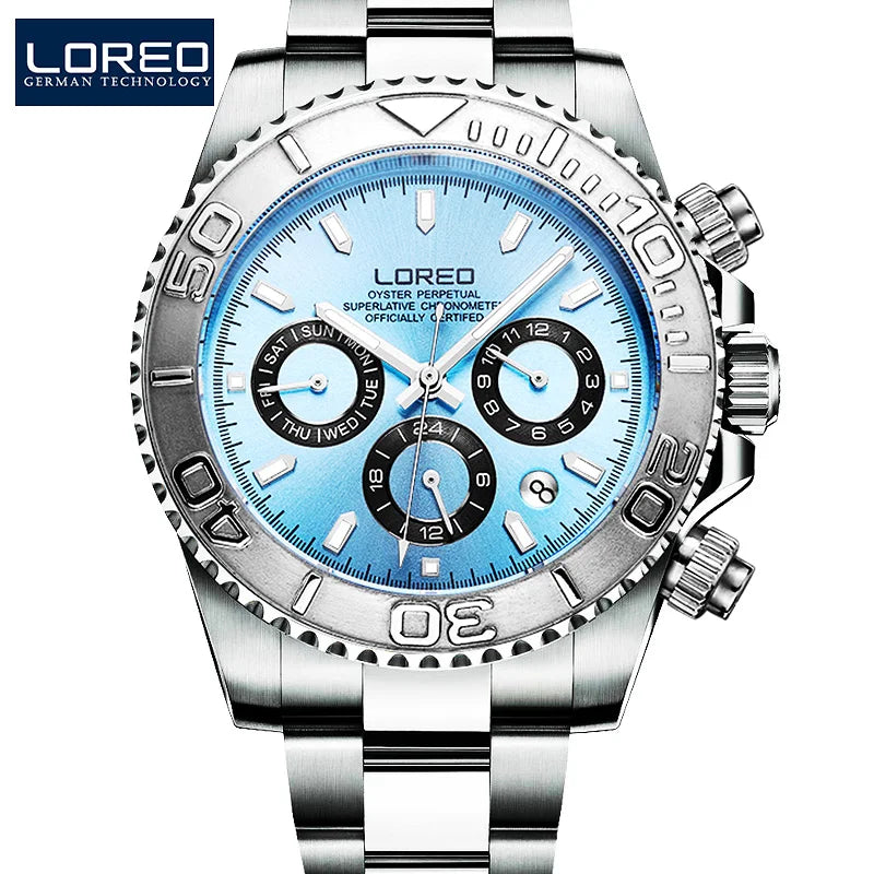 LOREO Top Luxury Brand Multifunction Skeleton Men's Watch.