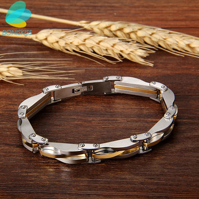 Men Boys Stainless Steel Cool Link Bangle.