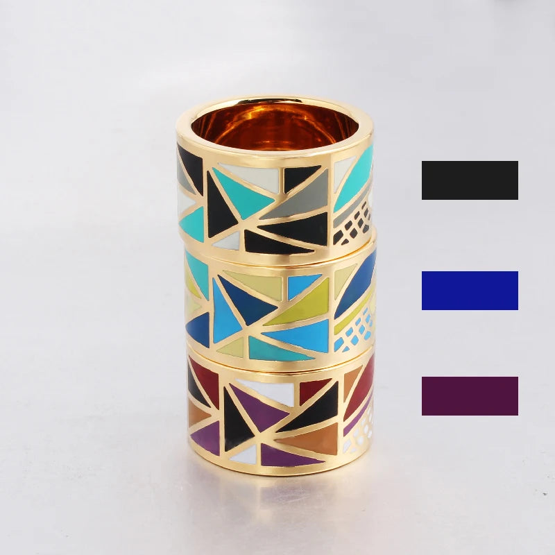 New Brand Exclusive Beautiful Egypt Avatar Color Ring for Women Costume Gilded  Metal Enamel Jewelry Creative Gift