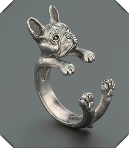 French bulldog Ring free size jewelry.