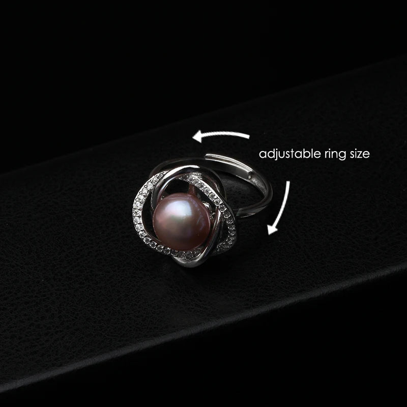 Real Freshwater Pearl Rings Women,White Black .