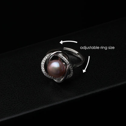 Real Freshwater Pearl Rings Women,White Black .