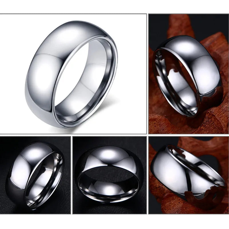 Vnox Classic Men Rings Real Tungsten Male Wedding Jewelry Hand polished High Quality