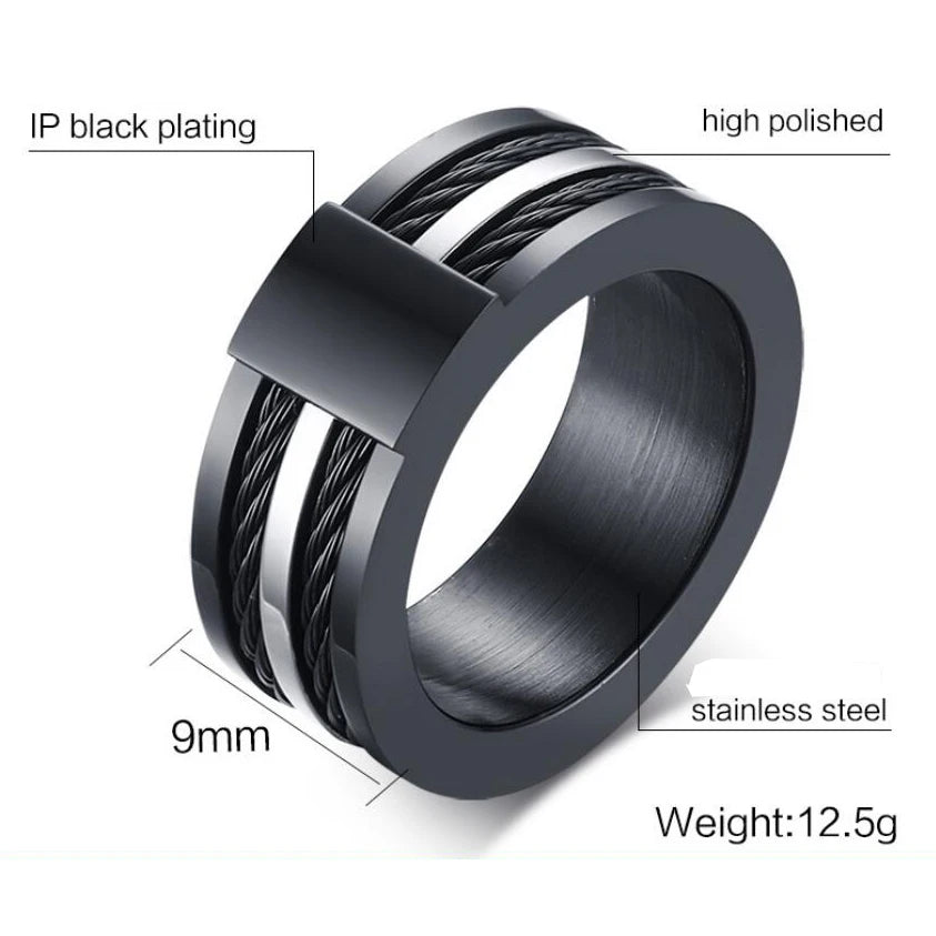 Black Male Unique Ring Wedding Band.