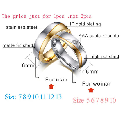 Rings For Women Man Wedding Gold Color.