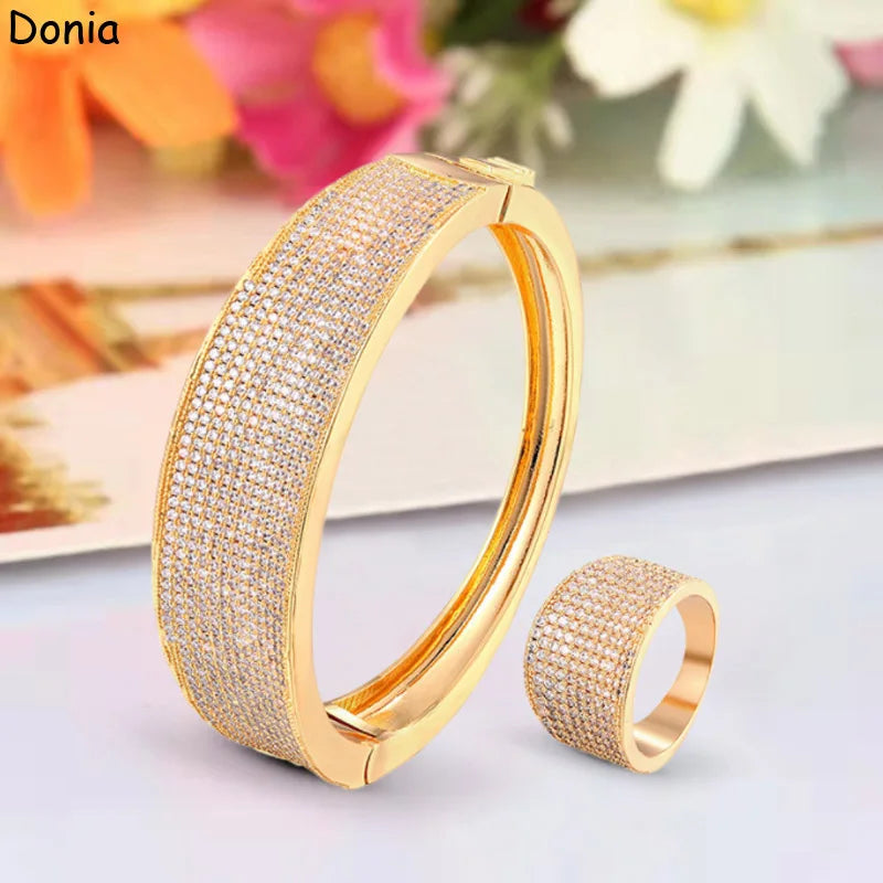 Donia jewelry fashion arch micro-inlaid AAA zircon large bracelet set creative opening ladies bracelet set