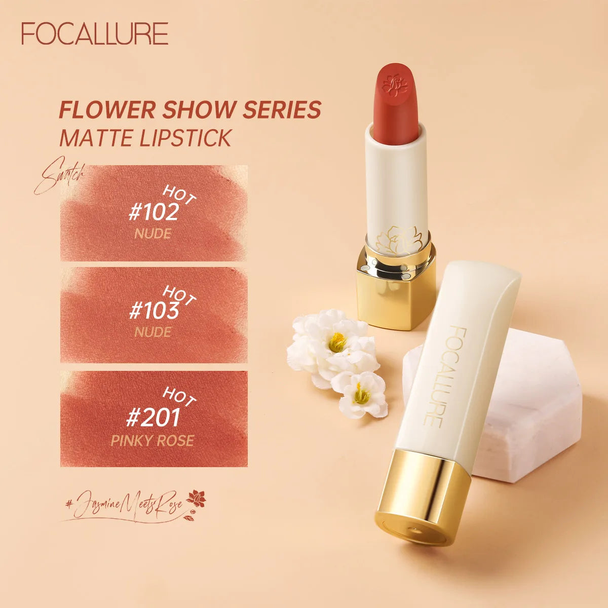 FOCALLURE Natural Matte Lipstick Waterproof Long-lasting Smooth Moisturizing Lip Balm Lightweight Lip Glaze Makeup Cosmetics