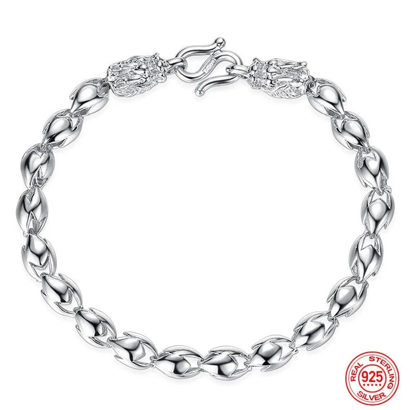 Silver Dragon Bracelet Chain For Men.