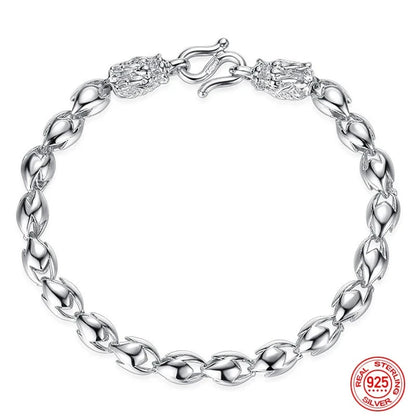 Silver Dragon Bracelet Chain For Men.