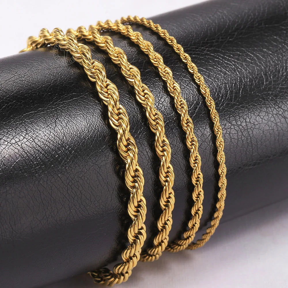 Durable adjustable gold silver rope bracelets.