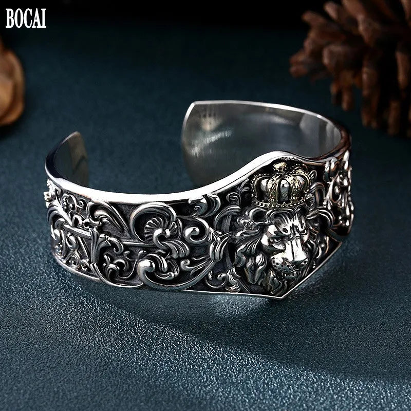 Silver Jewelry Wide Version Crown Bracelet