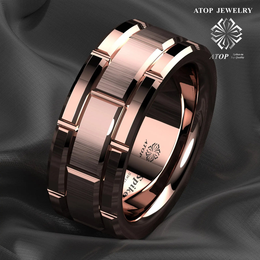 8mm Rose Gold Tungsten Wedding Band.