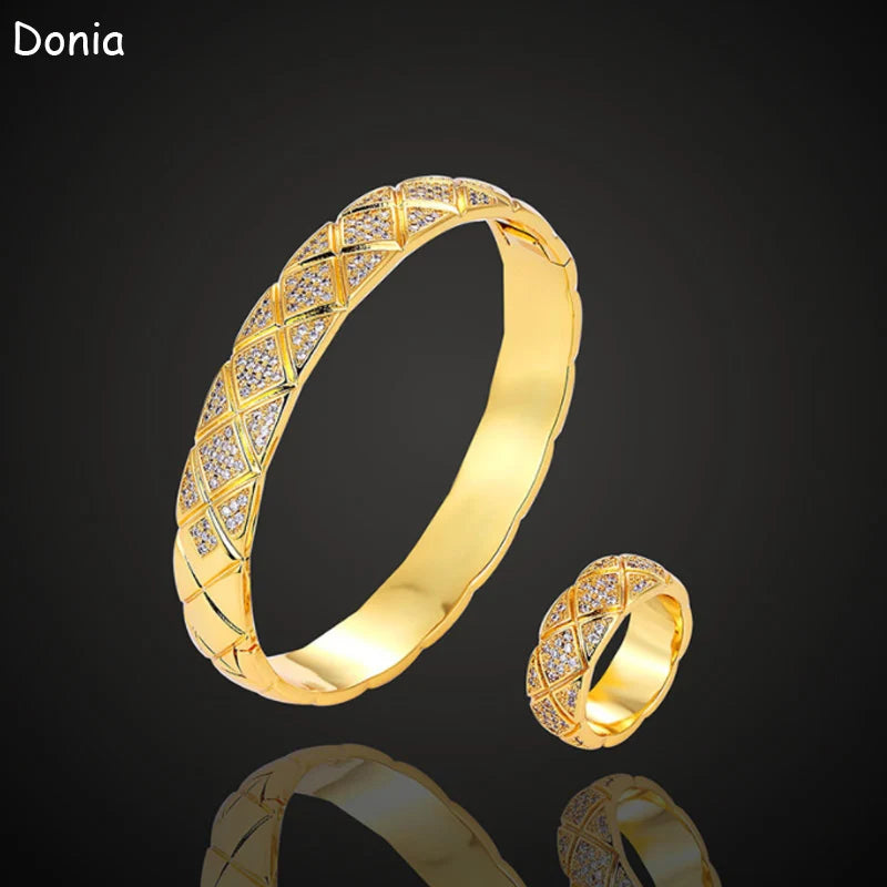 Donia jewelry fashion mesh micro-inlaid AAA zircon large bracelet set creative opening ladies bracelet set